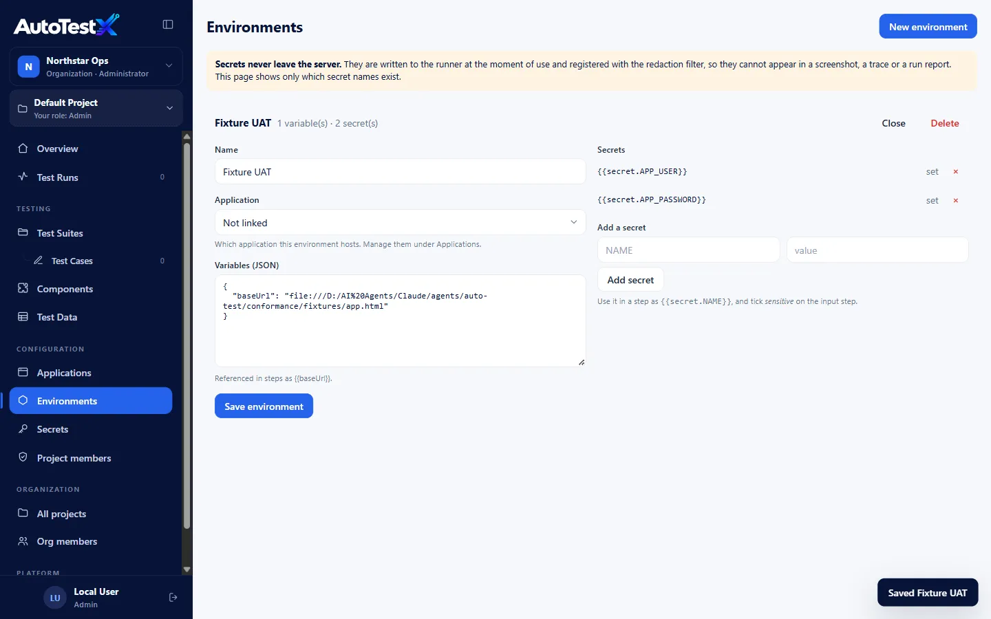 The configured environment