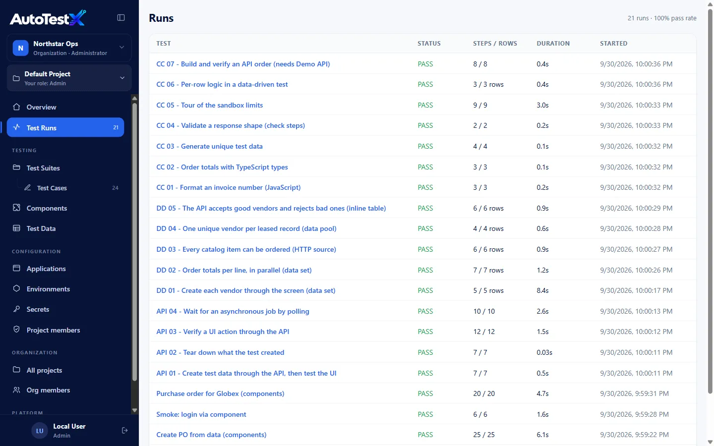Test runs